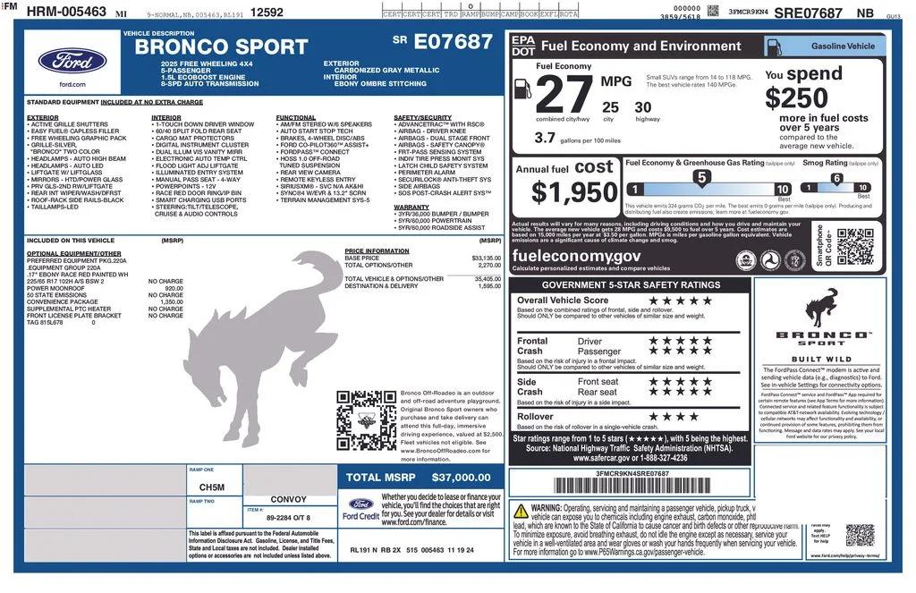 ford bronco sport 2025 3FMCR9KN4SRE07687 image ford bronco sport 2025 3FMCR9KN4SRE07687 image